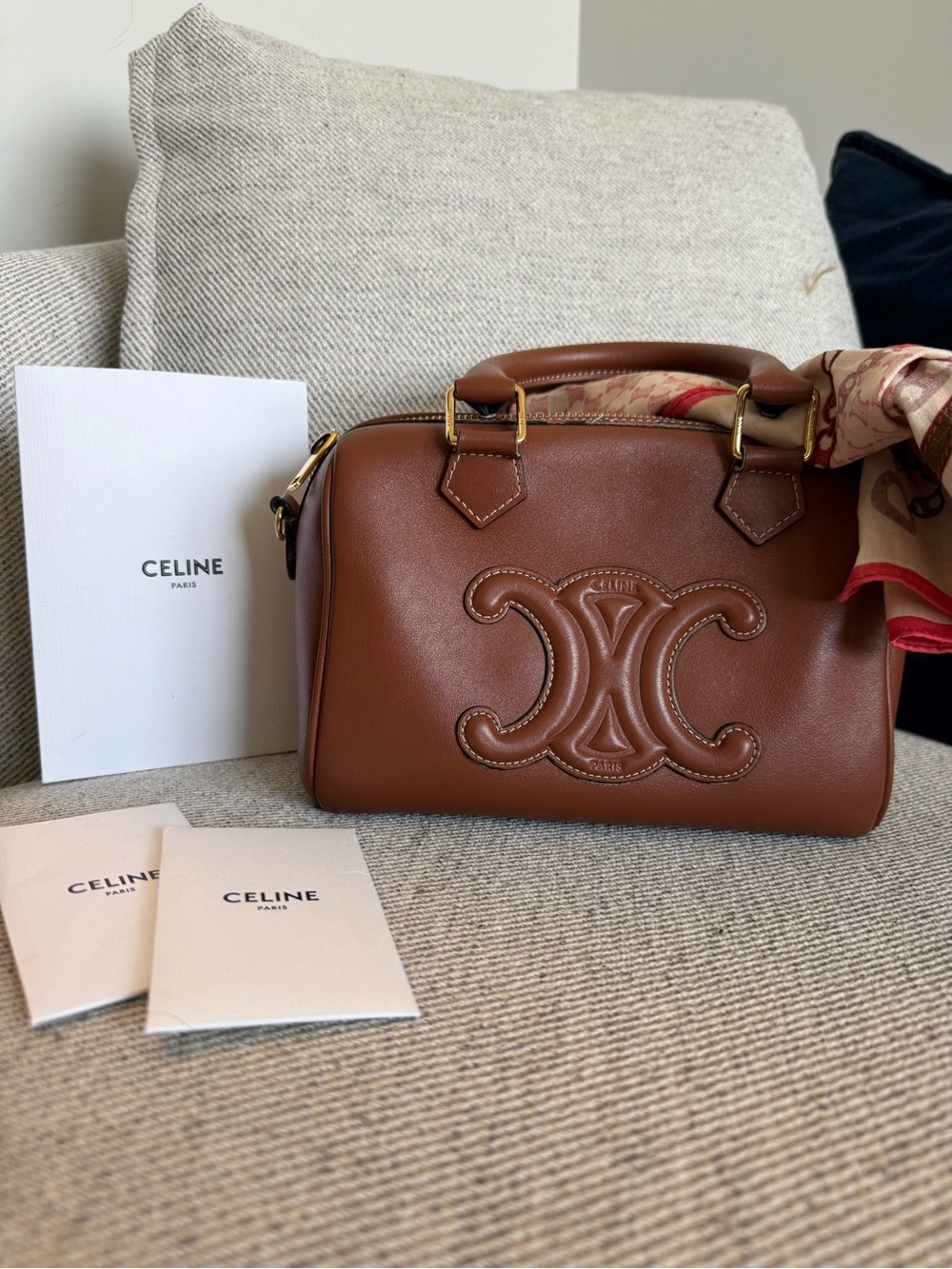 Celine Brown Calfskin Small Boston Triumphe Bag - Picture 1 of 16